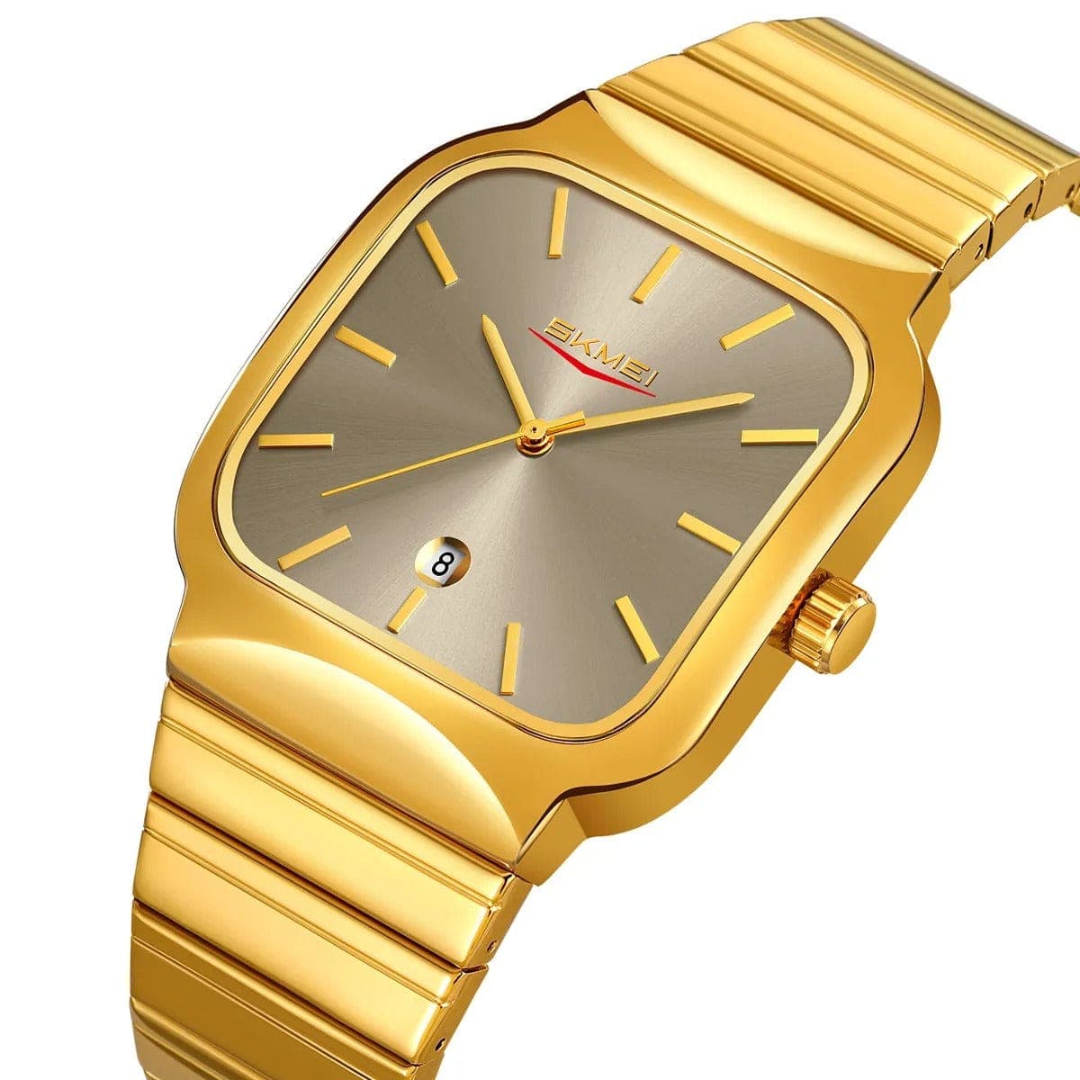 SKMEI Retro Cushion-Case Quartz Watch - Full Gold Edition