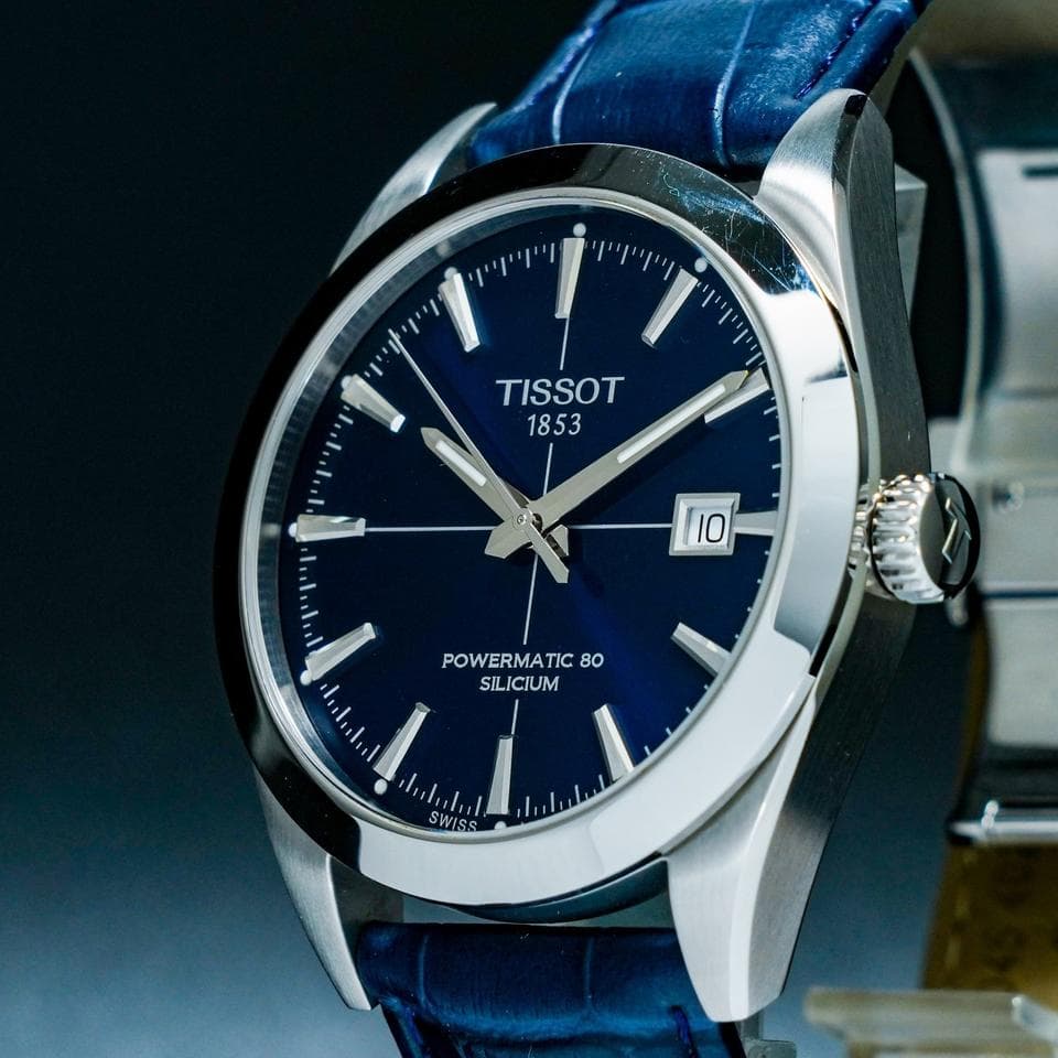 Tissot Gentleman Powermatic 80 Silicium Blue Dial Leather Watch