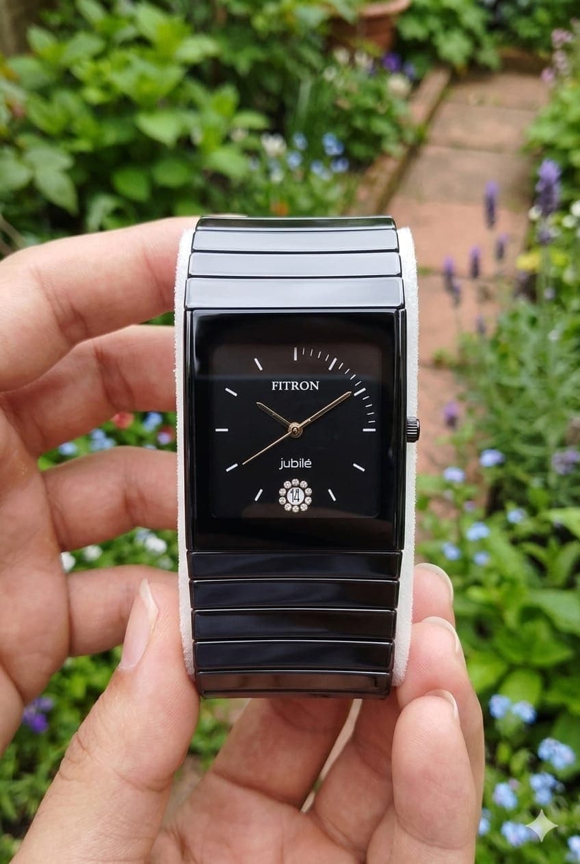 Fitron Jubilé Rectangular Ceramic Style Watch - All Black Edition