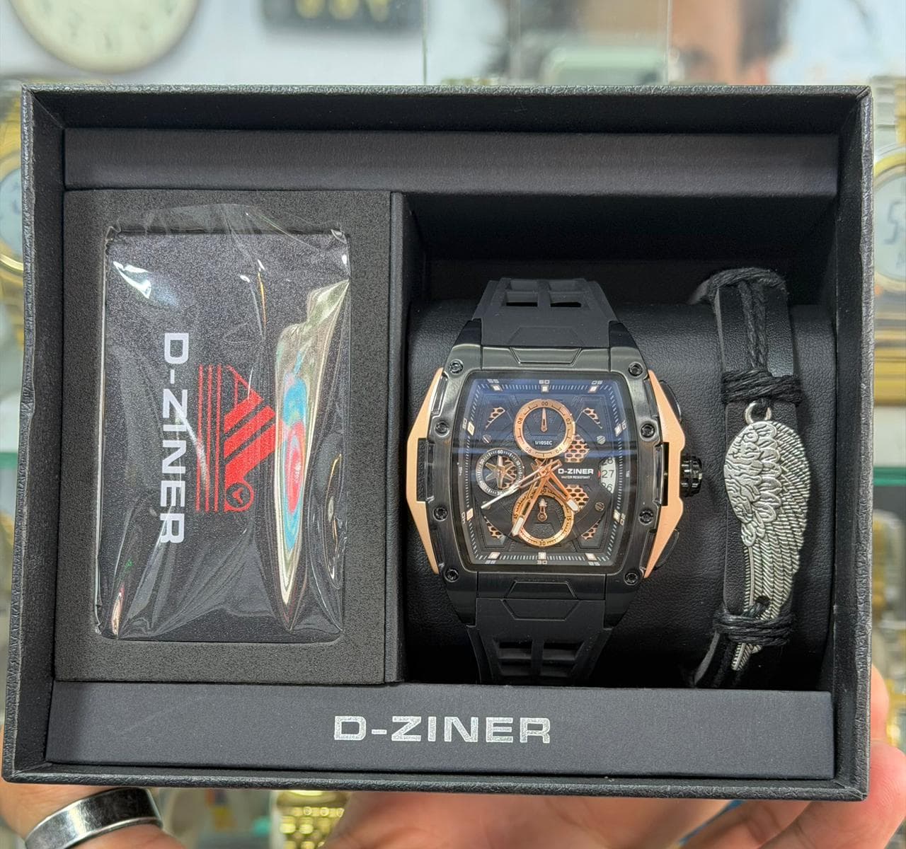 D-ZINER Premium Tonneau Chronograph Watch Gift Set